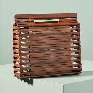 Anthropologie Daniela Wood Paneled Tote Bag New